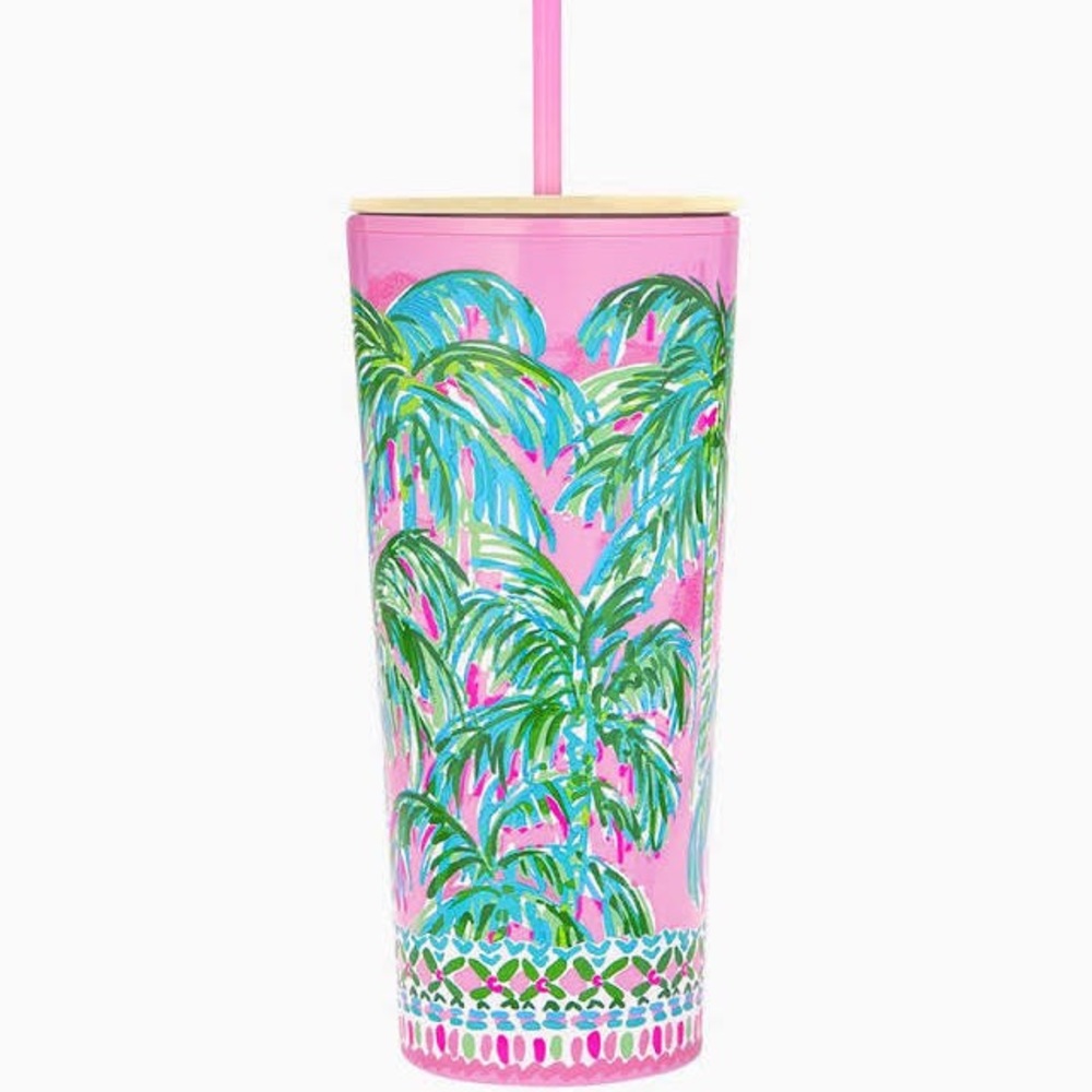 Lilly Pulitzer tumbler with straw 24 oz
